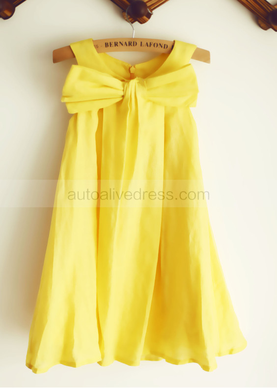 Yellow Cotton Knee Length Classic Flower Girl Dress